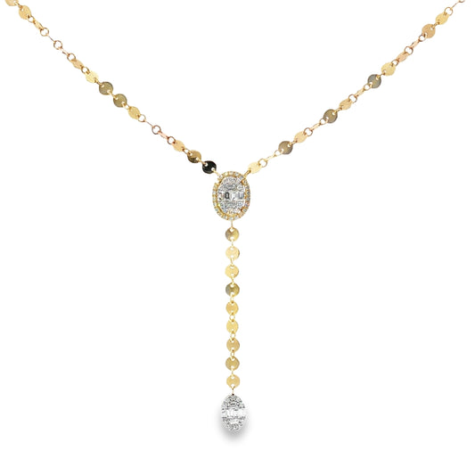 Oval Diamond Drop Necklace 18KT