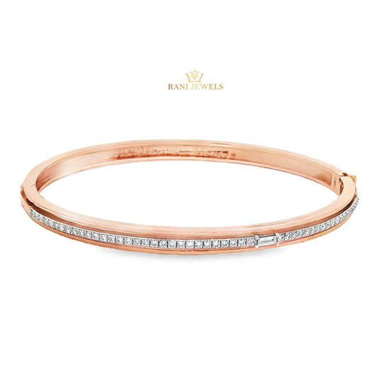 Rose Gold Bangle Bracelet with Diamonds 18KT