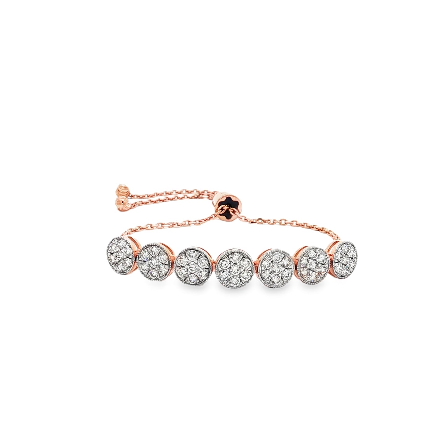 Diamond Rose Gold Chain Adjustable Bracelet 18Kt