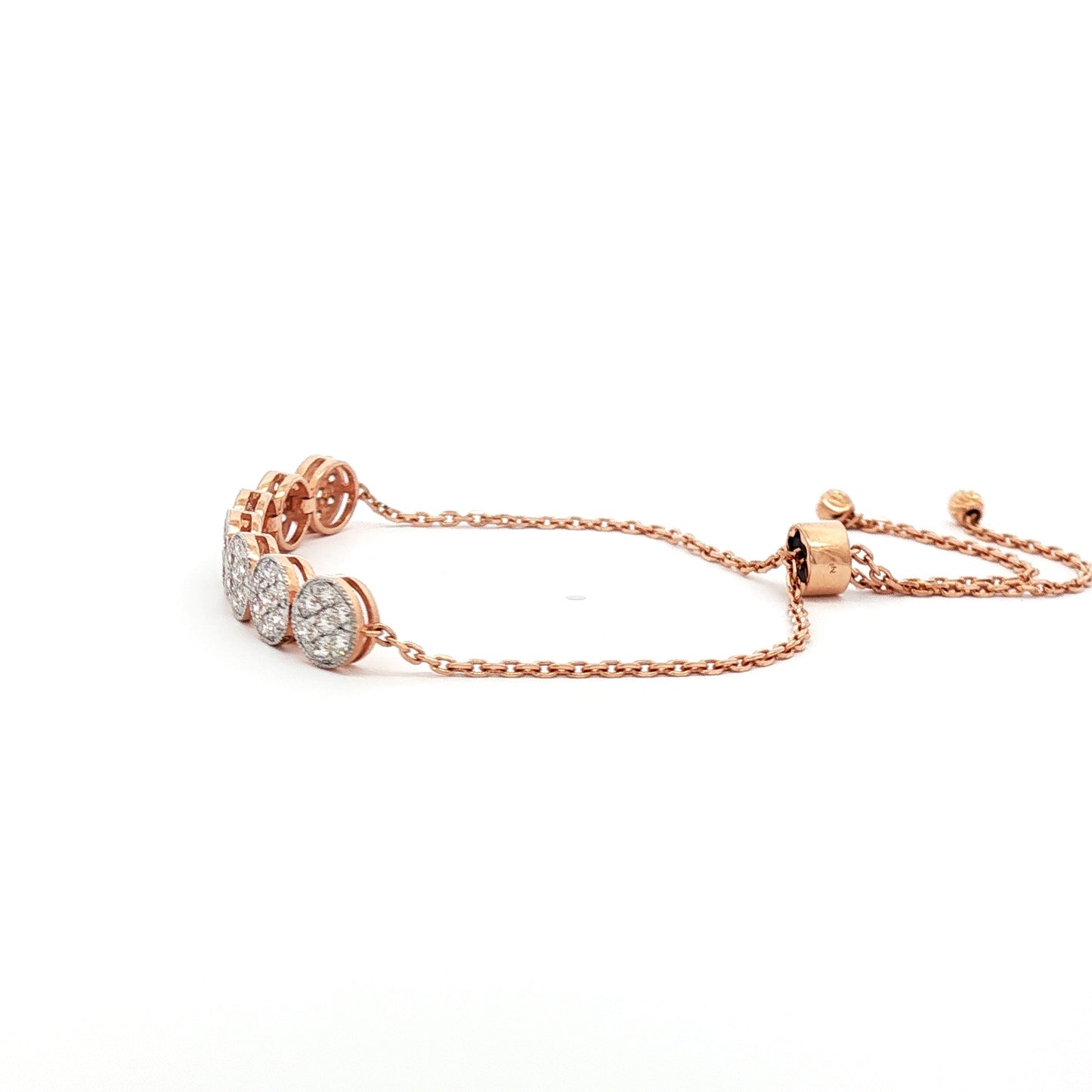 Diamond Rose Gold Chain Adjustable Bracelet 18Kt