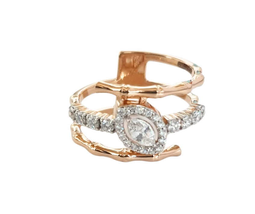 Rose Gold Marquise Diamond Ring 18Kt