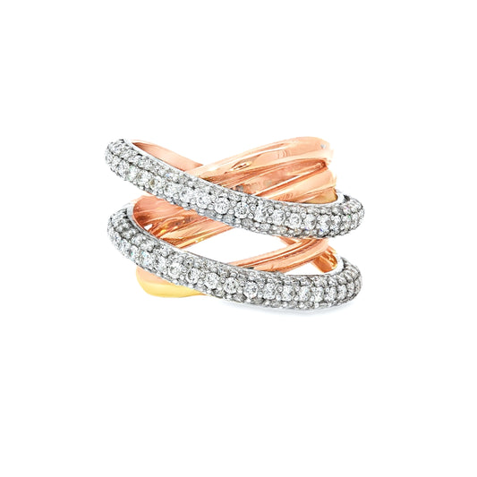 Rose Gold Wired Diamond Ring 18Kt