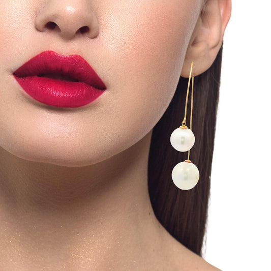 South Sea White Pearl Drop Earrings 18Kt