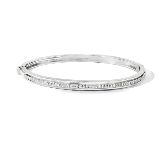 White Gold Bangle Bracelet with Diamonds 18KT