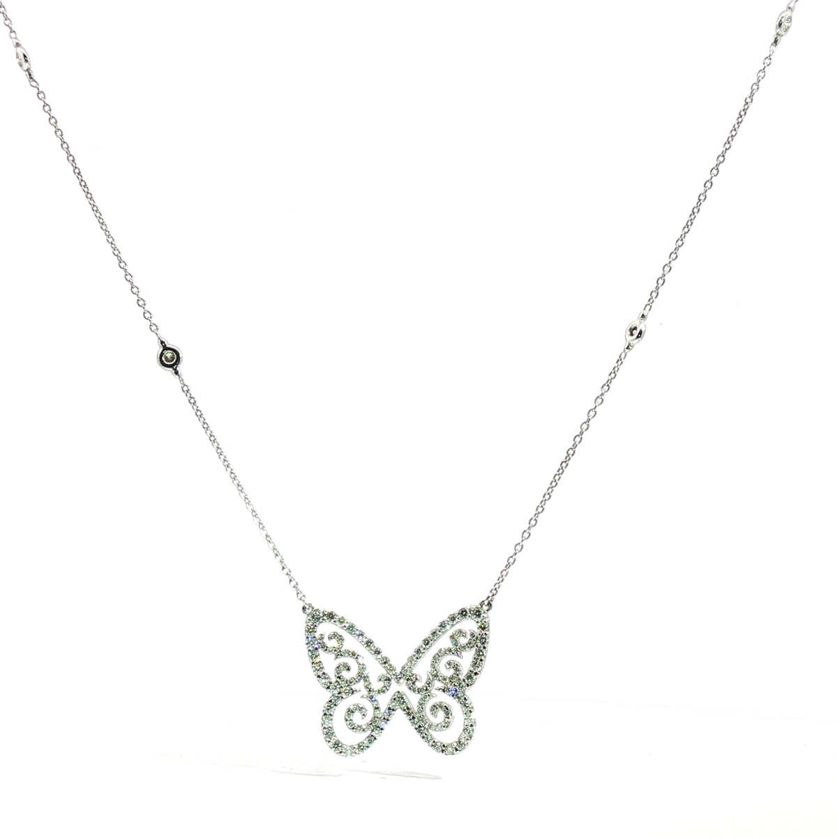 White Gold Diamond Butterfly Necklace 18k