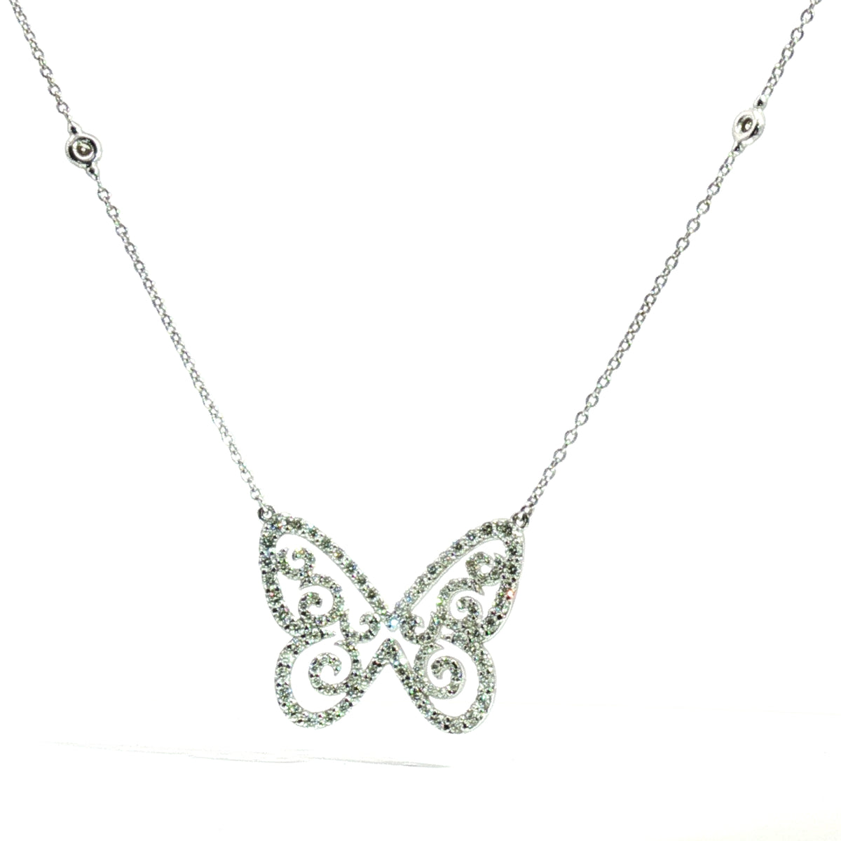 White Gold Diamond Butterfly Necklace 18k