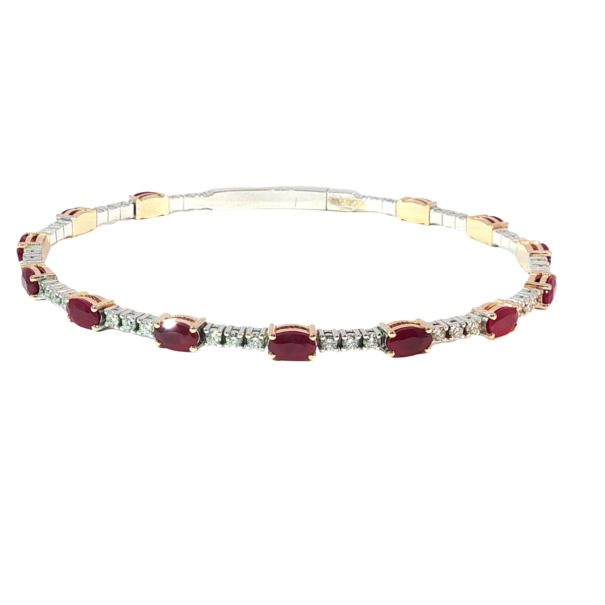 White Gold Diamond and Burmese Ruby Bangle 18k