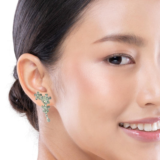 White Gold Floral Diamond Ear Crawlers 18k