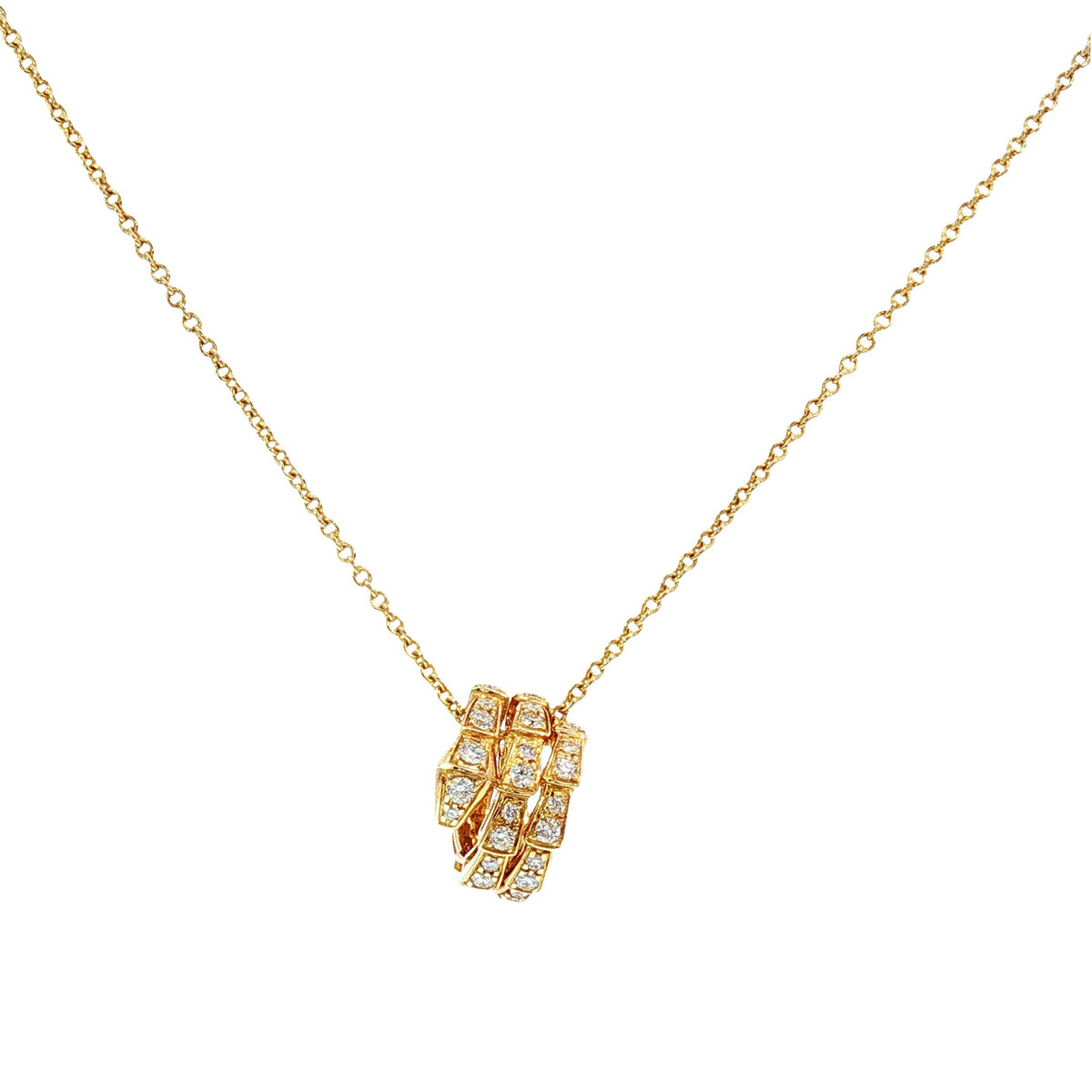 Yellow Gold Chain with Diamond Swirl Pendant 18Kt