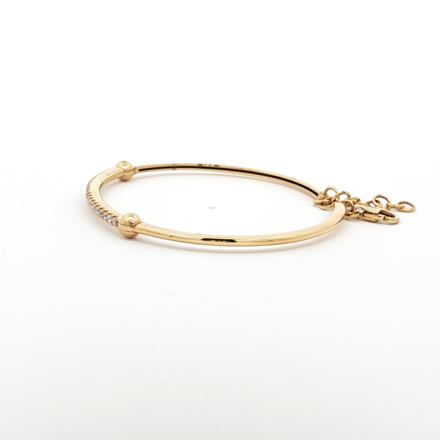 Yellow Gold  Diamond Bracelet with Adjustable Chain 18KT