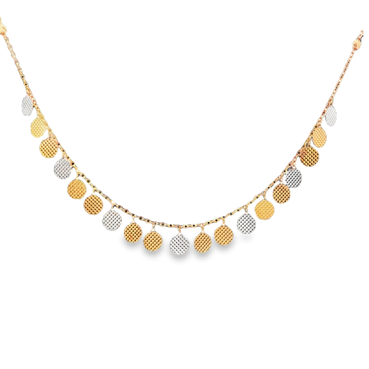 Yellow Gold Disc Charms Reversible Necklace 22Kt