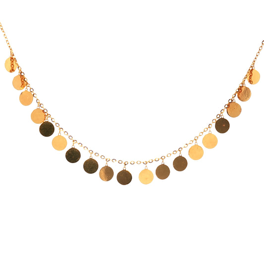 Yellow Gold Disc Charms Reversible Necklace 22Kt