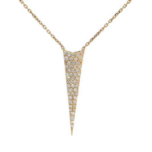 Yellow Gold Necklace with Triangle Round Brilliant Diamond Pendant 18KT