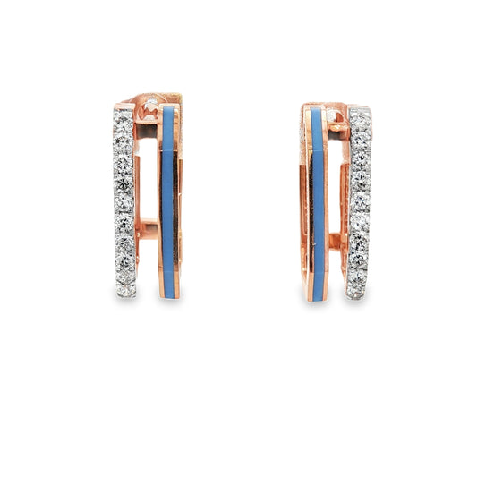 Rectangular Enamel Hoop Earrings in 18Kt Rose Gold